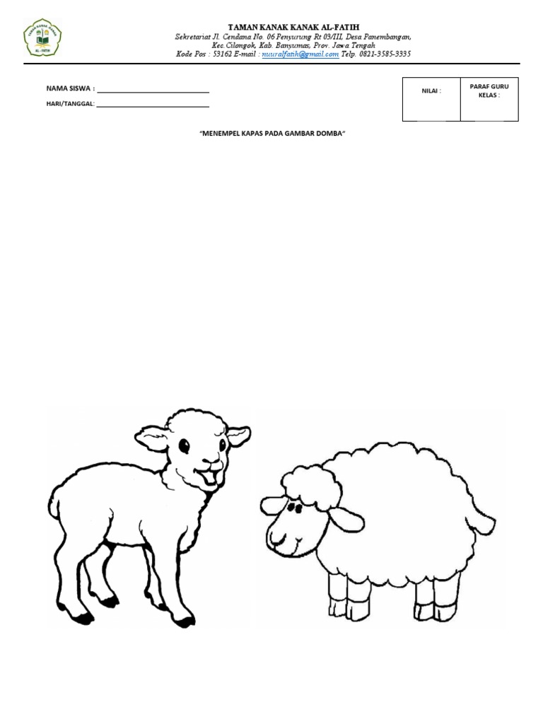 Menempel Kapas Gambar Domba | PDF