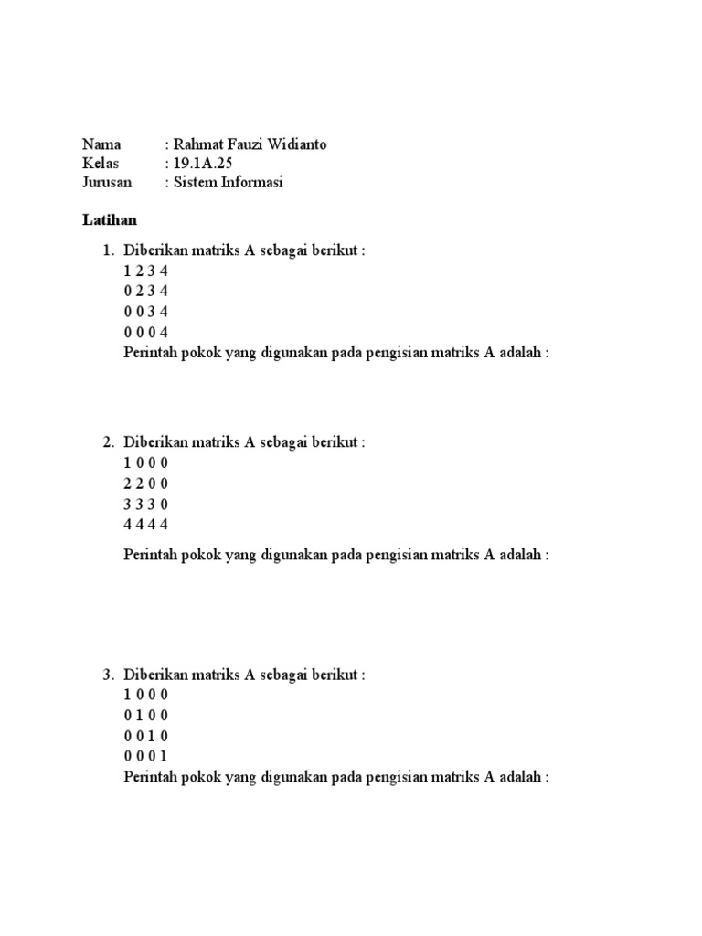 Pengisian Matriks dan Algoritma Python | PDF