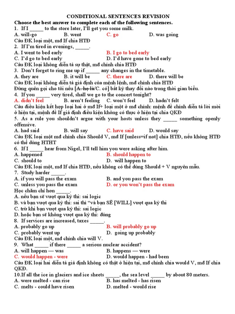 Conditional Sentences Practice | PDF | Language Arts & Discipline