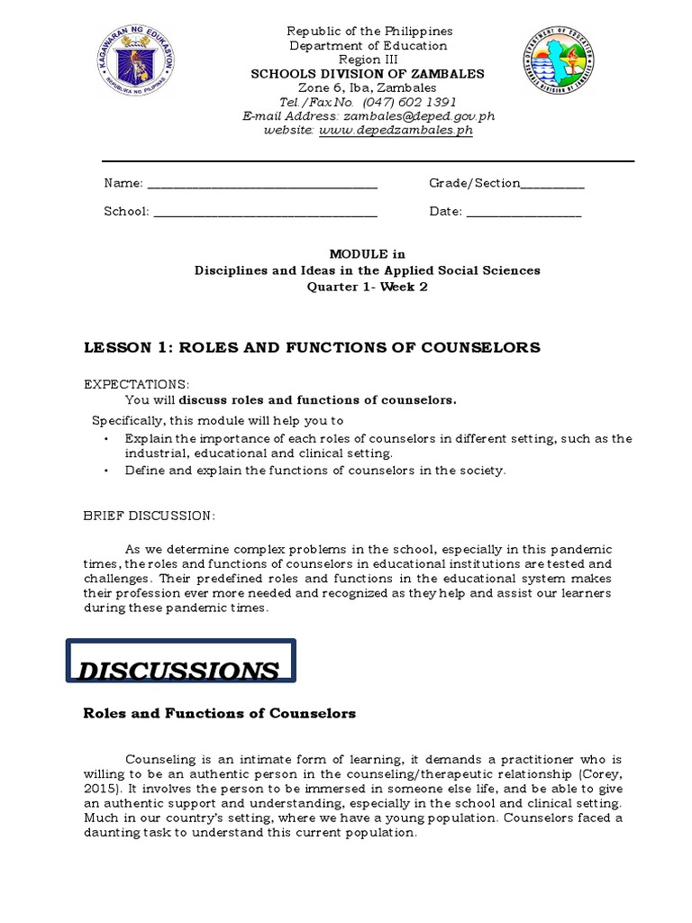 Roles and Functions of Counselors | PDF | School Counselor | Mental Health