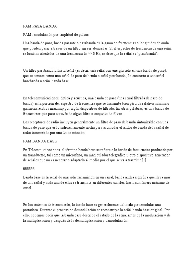Conceptos de Banda Pasante y Banda Base | PDF | Ingeniería Informática ...