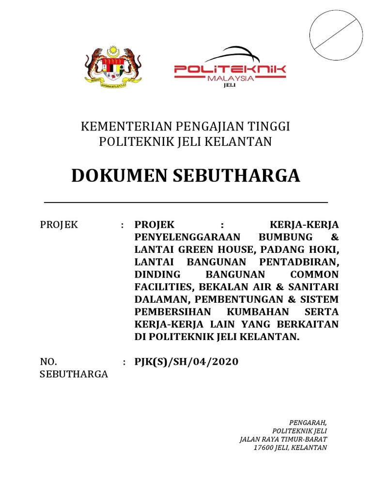 Contoh Surat Sebutharga Menebang Pokok Dan Membersihkan Kawasan
