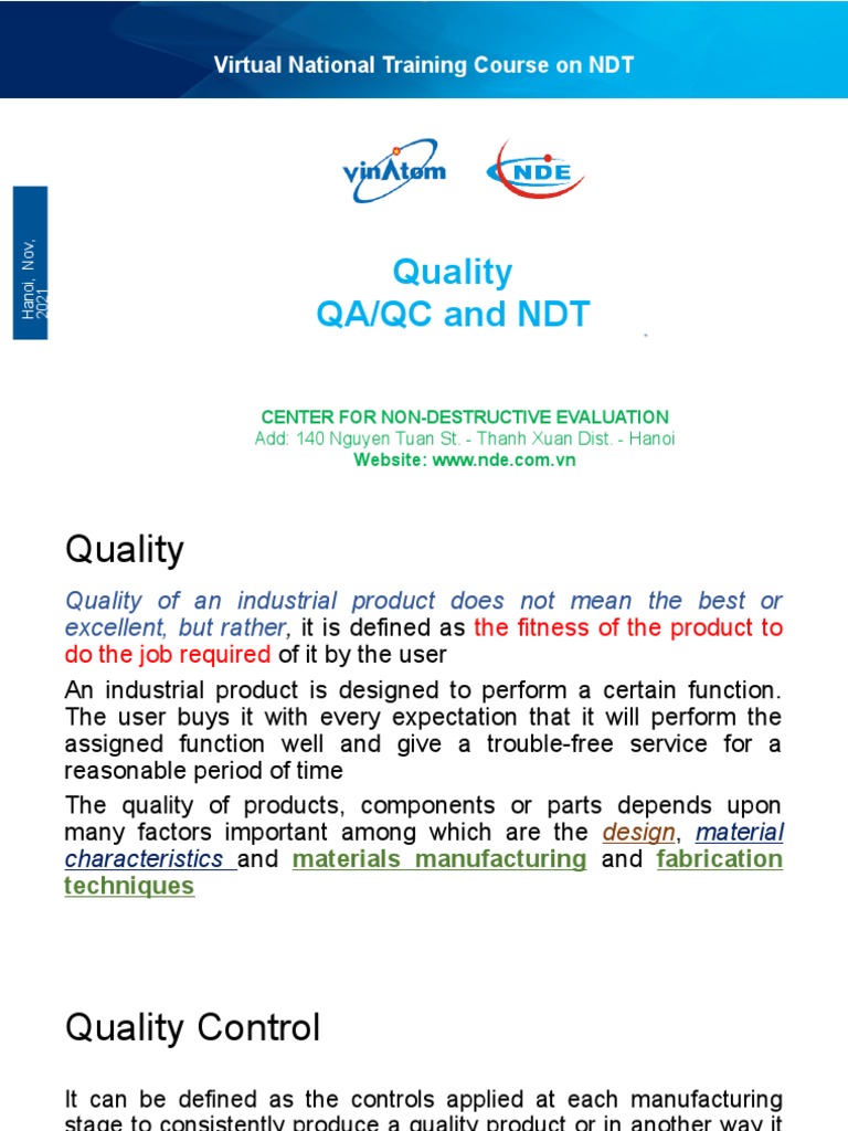 Quality - NDT and NDE Present-OK | PDF | Nondestructive Testing ...