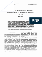 A Study On Manufacturing Resource Planning (MRP II) Practices in Singapore