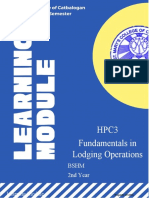 Hpc3 Fundamentals in Lodging Operations: BSHM 2nd Year