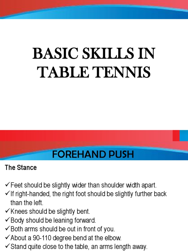 Forehand and Backhand Push PDF Elbow Table Tennis