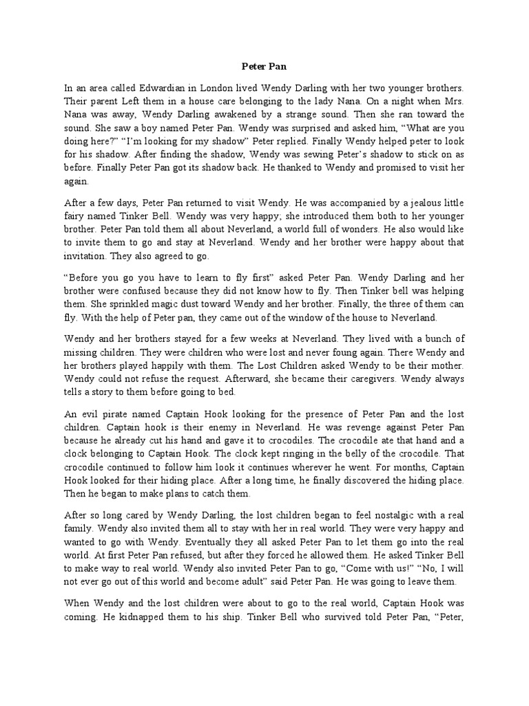 Story 1 | PDF | Wendy Darling | Peter Pan