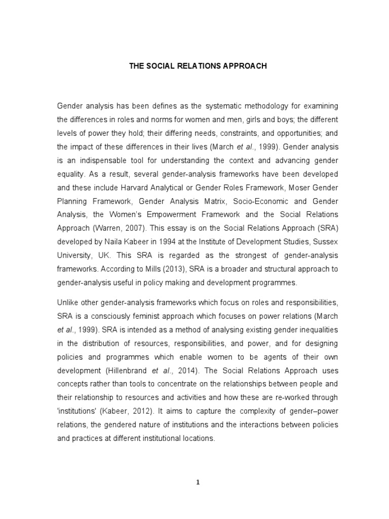 Assignment Social Relations Approach | PDF | Gender Studies | Gender