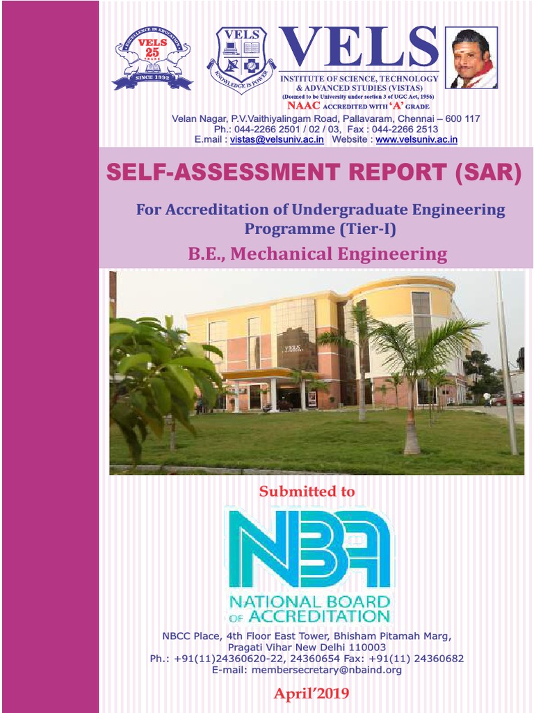 Self-Assessment Report for VISTAS | PDF | Curriculum | Engineering