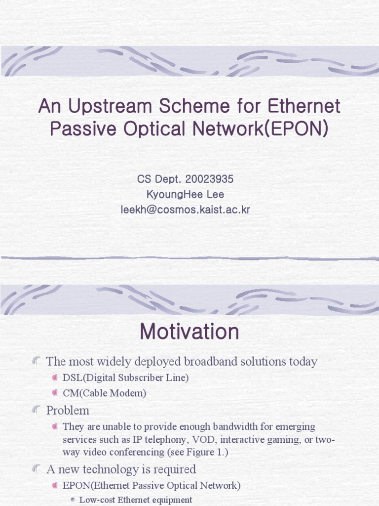 An Upstream Scheme For Ethernet Passive Optical Network (EPON) | PDF ...