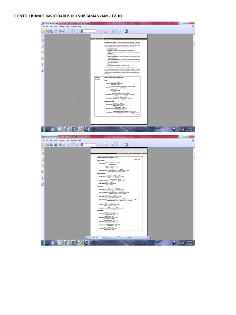 Contoh Rumus Rasio Dari Buku Subramanyam | PDF