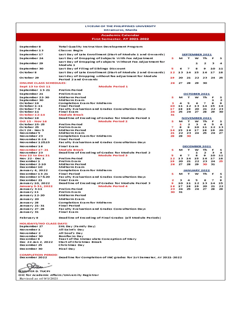 Academic Calendar AY2021-22 | PDF | Schools | Educational Institutions