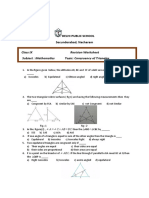 Class Ix Revision Worksheet Subject: Mathematics Topic: Congruency of Triangles