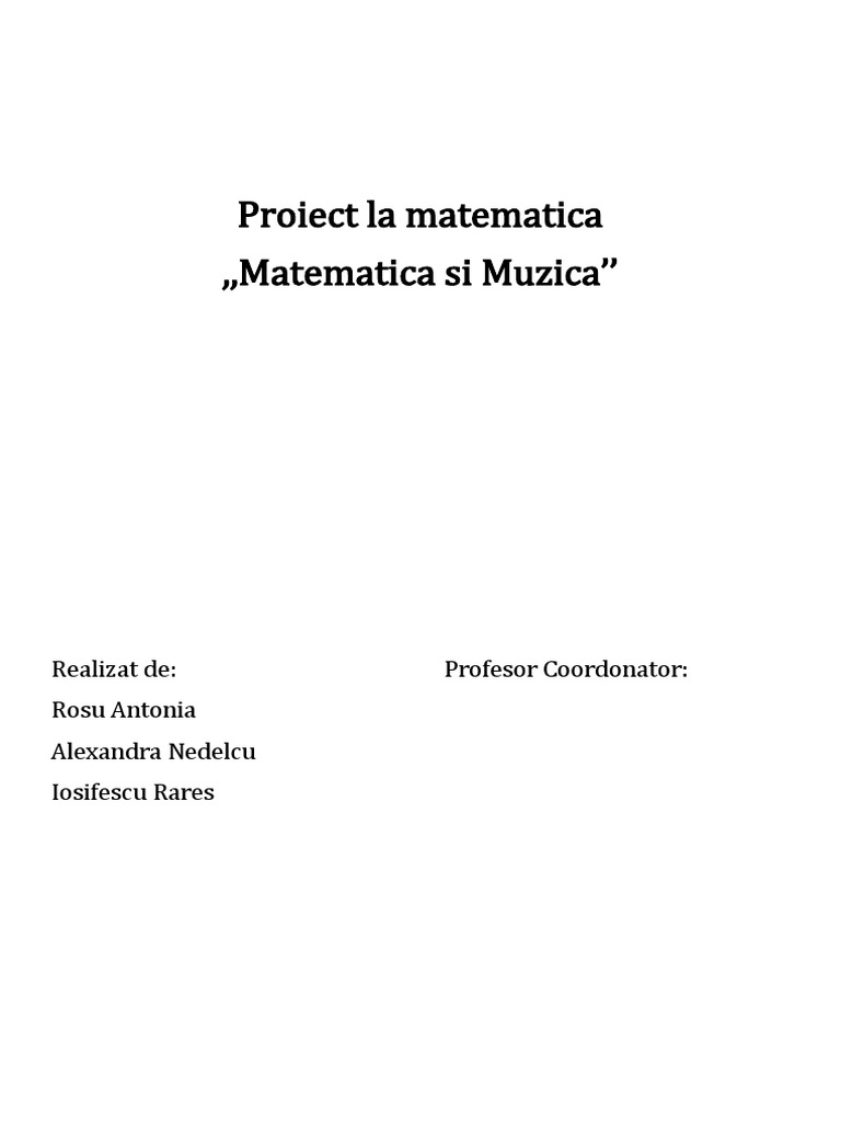 Proiect La Matematica | PDF