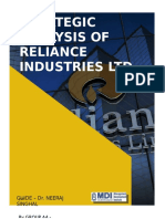 Strategic Analysis of Reliance Industries LTD.: Guide - Dr. Neeraj Singhal
