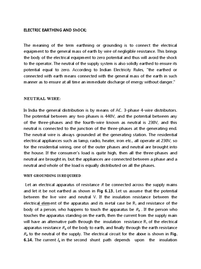 Earthing & Shock | PDF | Electric Power Distribution | Electrical ...