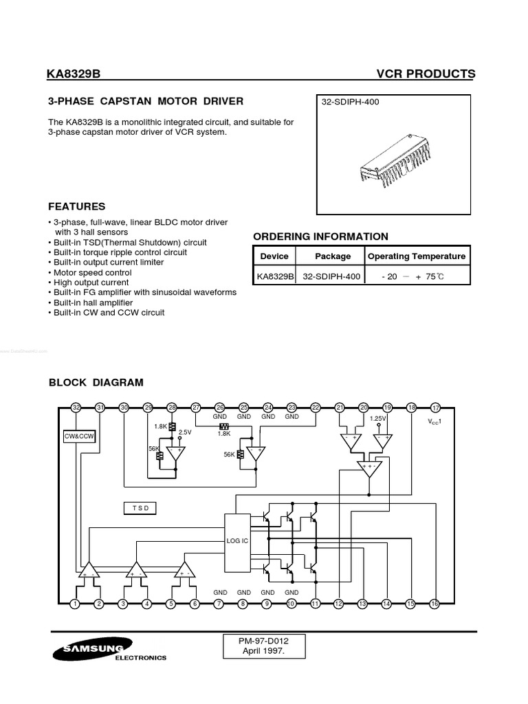 KA8329B VCR Products 3Phase Capstan Motor Driver PDF Amplifier