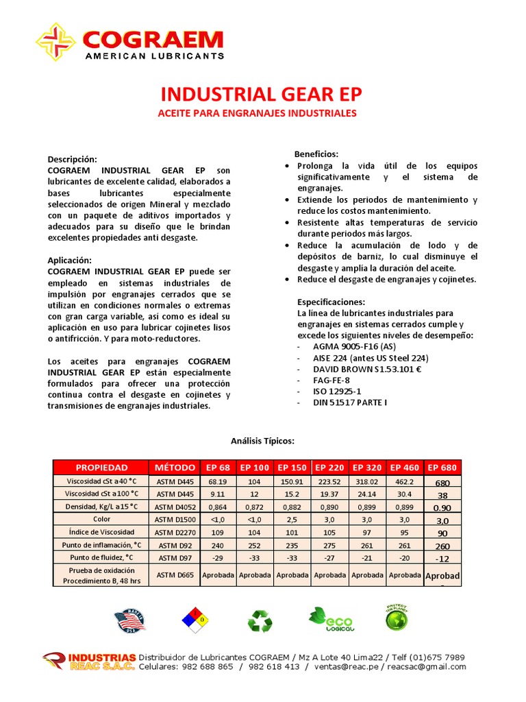 Aceite Industrial para Engranajes | PDF | Engranaje | Lubricante