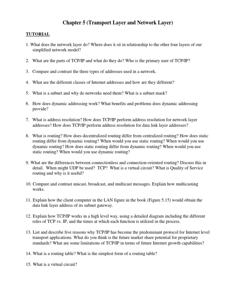Transport and Network Layer Overview | PDF | Internet Protocol Suite ...