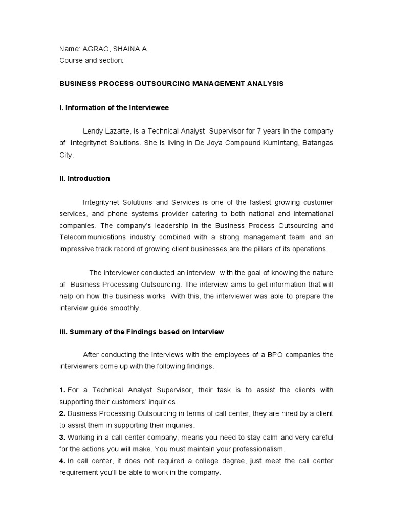 BPO Management Insights and Recommendations | PDF | Call Centre ...