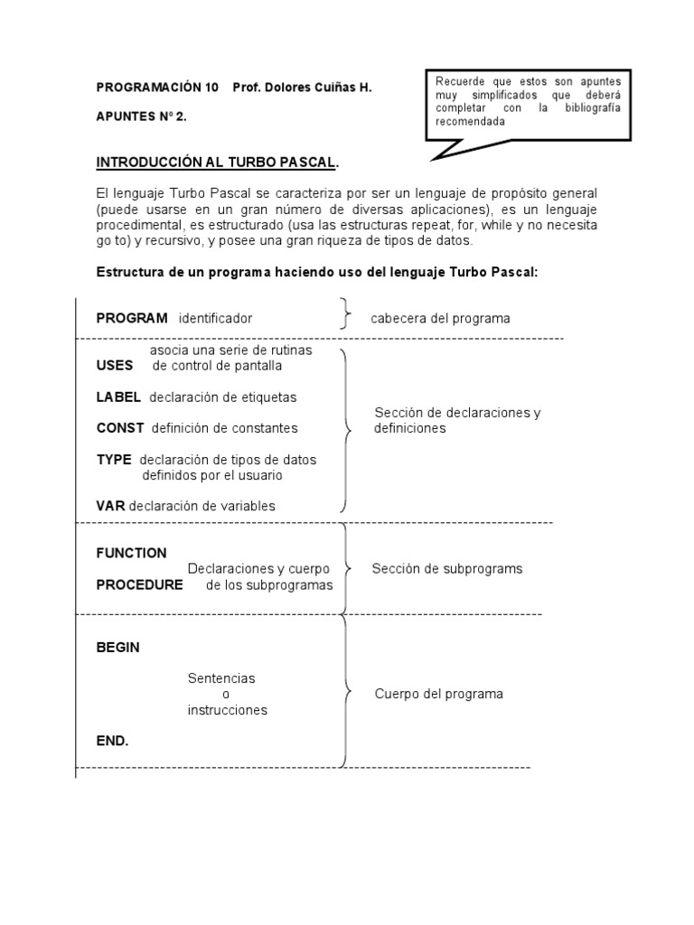 Introduccion A Pascal | PDF | Lenguaje de programación | División ...