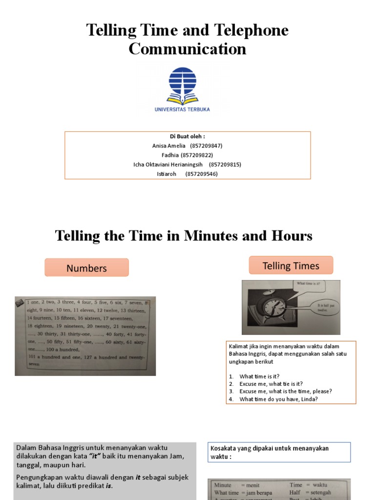 Komunikasi Telling Time dalam Bahasa Inggris | PDF | Seni & Disiplin Bahasa
