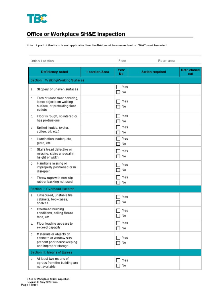Office Safety and Health Inspection Report | PDF | Door | Stairs