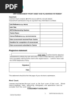 Health and Safety Assessment Form and Plagiarism Statement