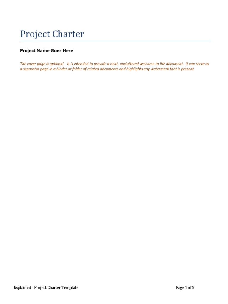 Project Charter: Project Name Goes Here | PDF | Project Management ...
