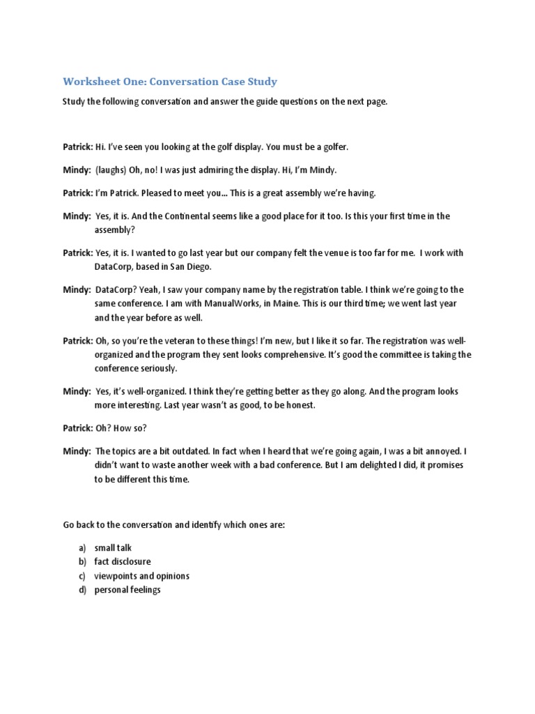 Conversation Analysis Worksheet | PDF | Career & Growth | Social Science