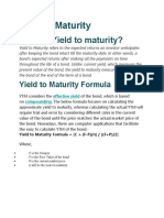 Yield To Maturity Yield To Call