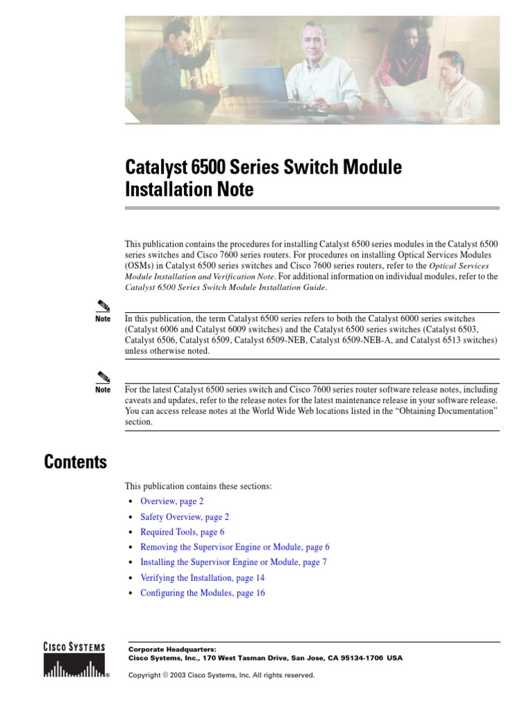 Catalyst 6500 Series Switch Module Installation Note | PDF ...