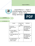 General Physics 1 - Grade 12 (STEM) Learning Activity Sheets Quarter 1 - Week 6: Work, Energy and Energy Conservation