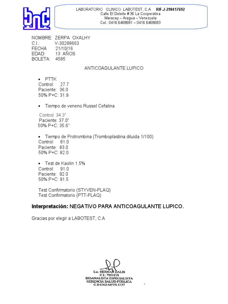 Anticoagulante Lupico PDF