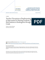 Teachers Perceptions of Implementing Response To Intervention in