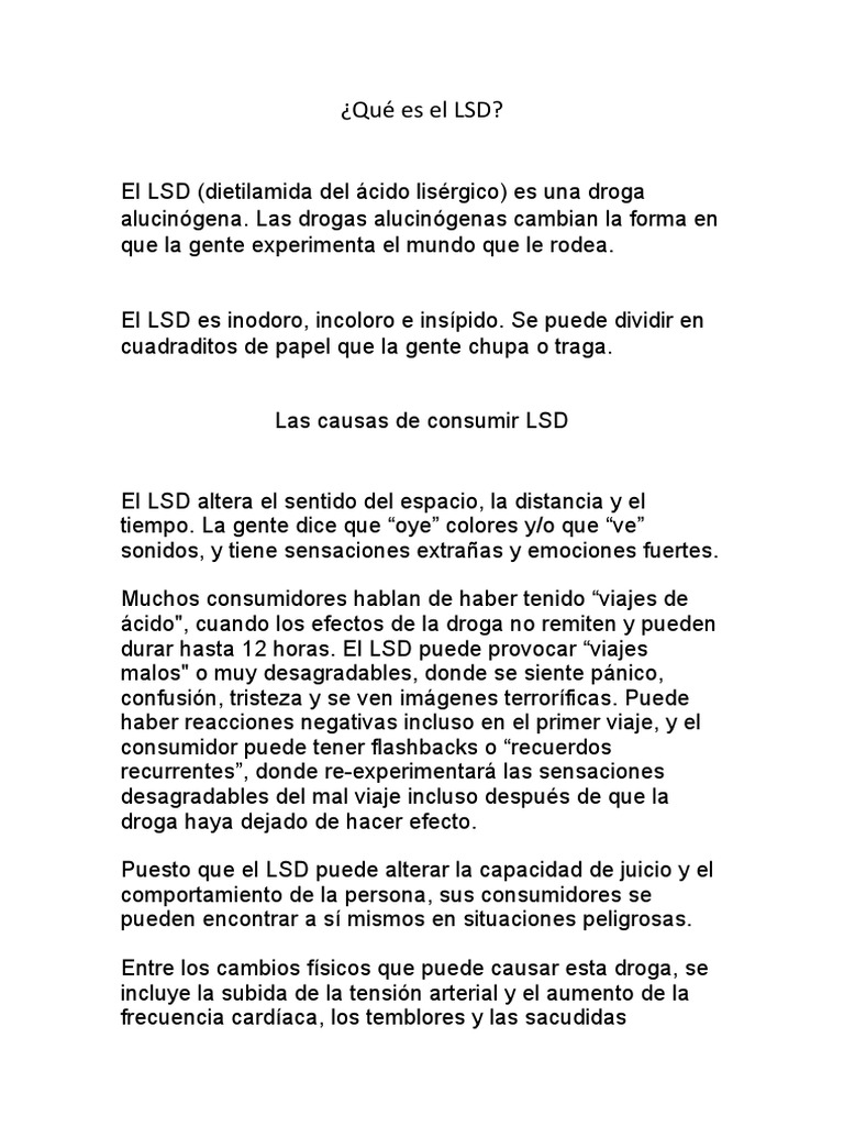 Qué Es El LSD | PDF | Dietilamida del ácido lisérgico | Alucinógeno