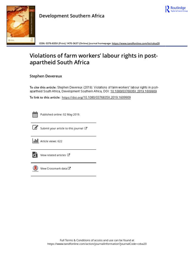 Violations of Farm Workers' Labour Rights in Post-Apartheid South ...