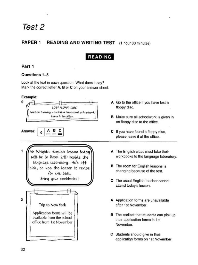 Reading Pet Test 2 Pdf