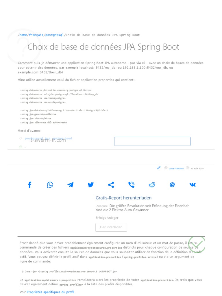Configuration JPA avec PostgreSQL dans Spring Boot | PDF | Bases de ...