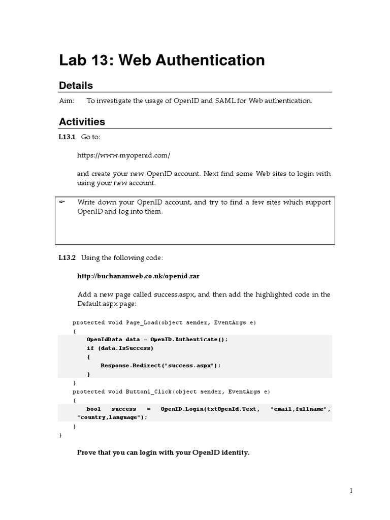 OpenID and SAML Web Authentication Guide | PDF | Computer File ...