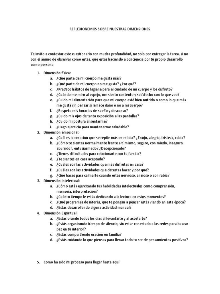 Cuestionario de Autoconocimiento Personal | PDF | Las emociones | La ...