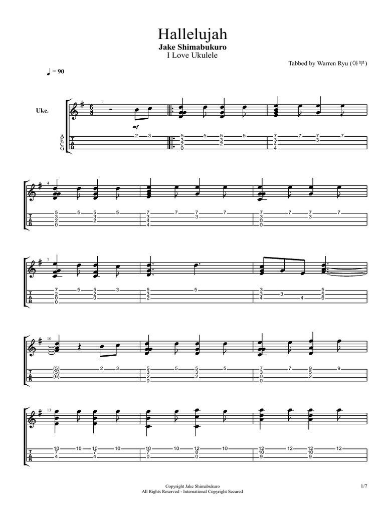Hallelujah Jake Shimabukuro PDF