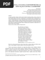 INFÂNCIA, CULTURA CONTEMPORÂNEA E educação contra barbarie