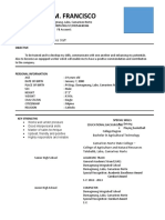 Allan M. Francisco: Position Desired: Cashier/Sales Staff Objective