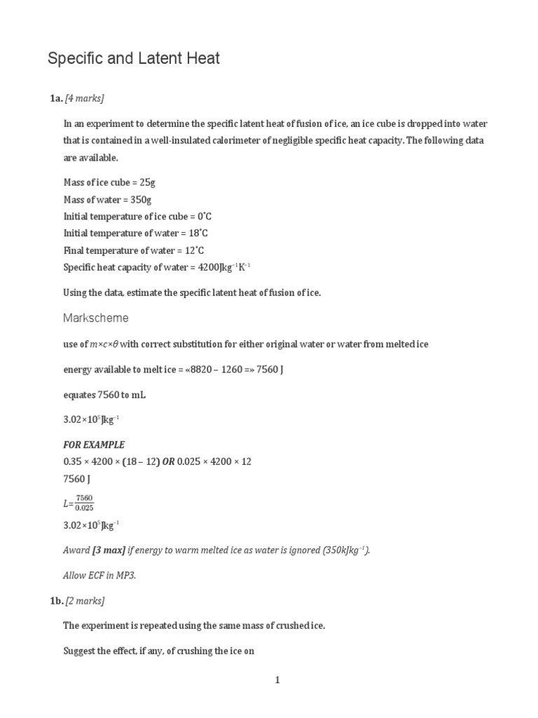 Specific and Latent Heat Ms PDF Heat Ice