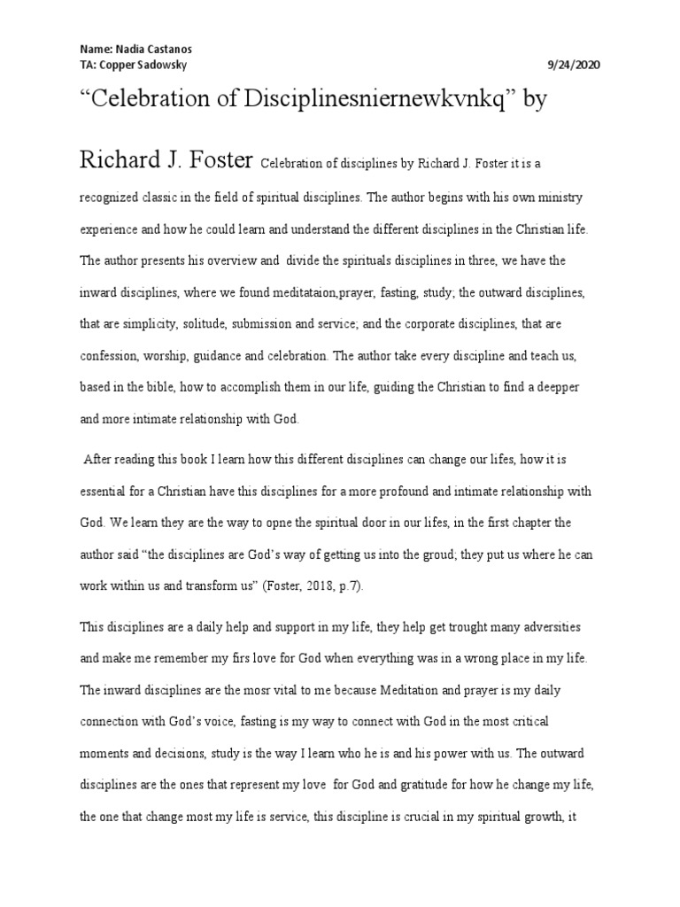 Celebration of Disciplines PDF Spiritual Practice Meditation