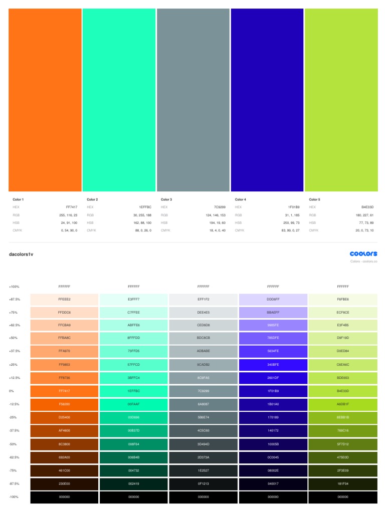 Color Codes and RGB Values Guide | PDF | Rgb Color Model ...