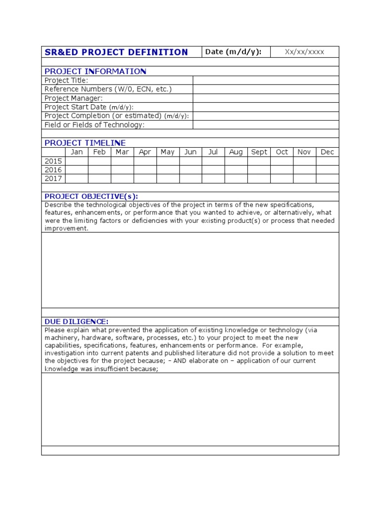 SR&ED Template 2014 | PDF | Experiment | Prototype