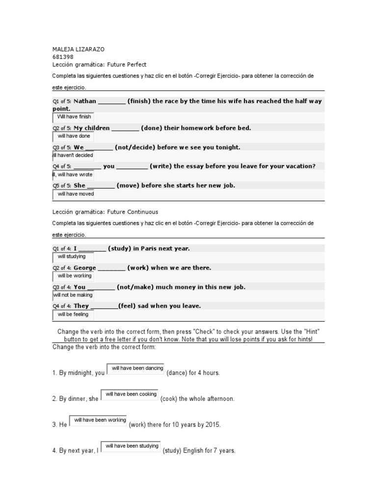 Future Tense Grammar Exercises | PDF | Language Arts & Discipline