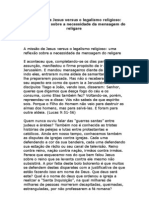 A missão de Jesus versus o legalismo religioso